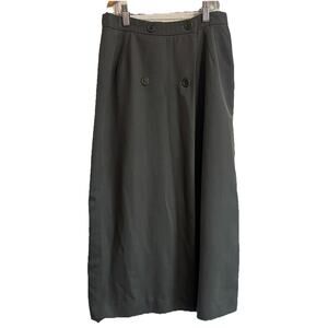 I.Magnin Double Breasted Wool Maxi Skirt Olive EU 42 Academia Vintage *Flaws